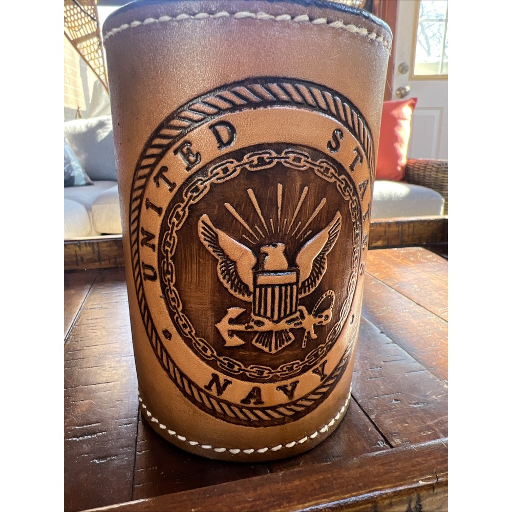 United States Navy Leather Mug‎ by Elandah Leather - Picture 4 of 10